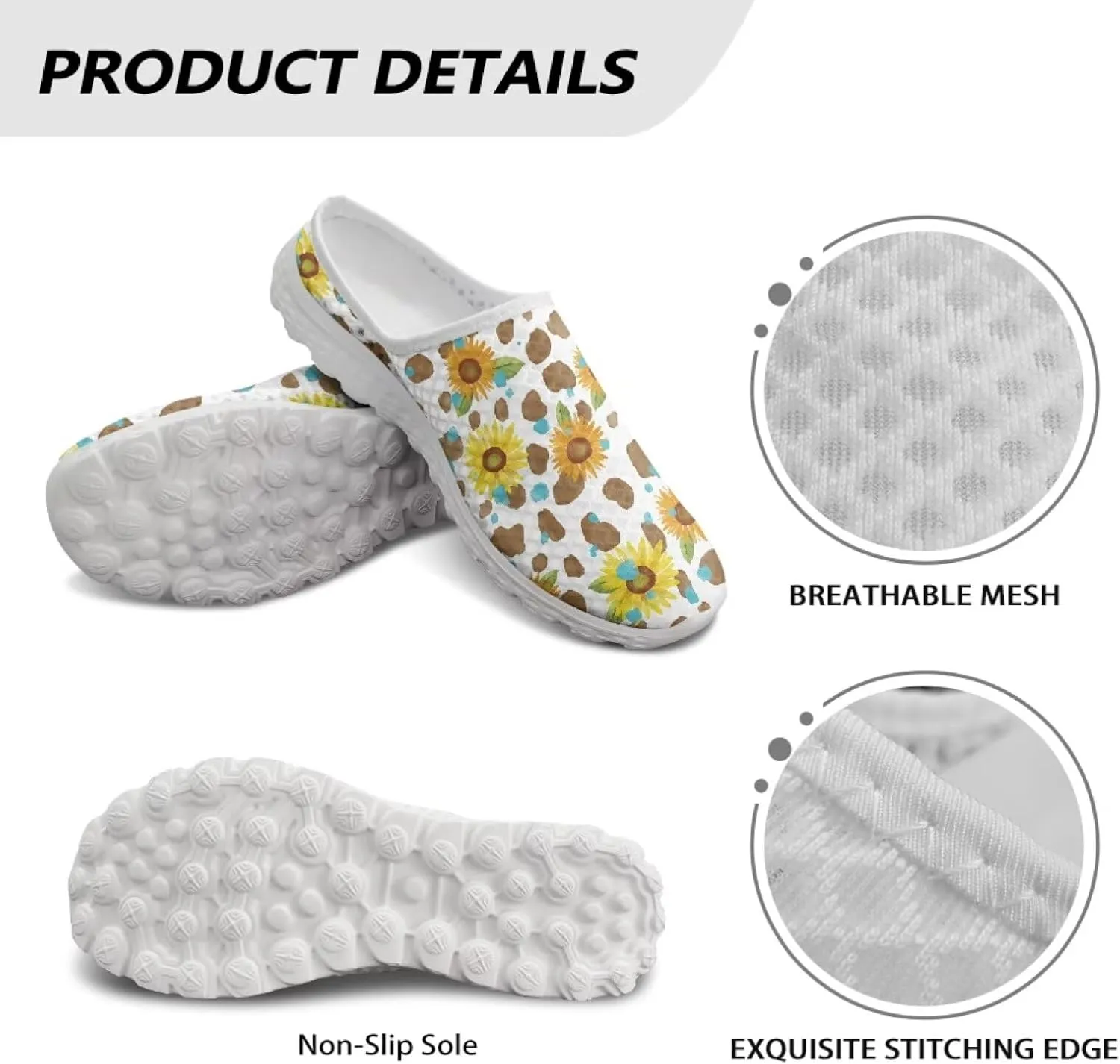 Women's Backless Walking Sneakers Slip-on Mule Shoes Closed Toe Slippers Lightweight Anti Skid Footwear