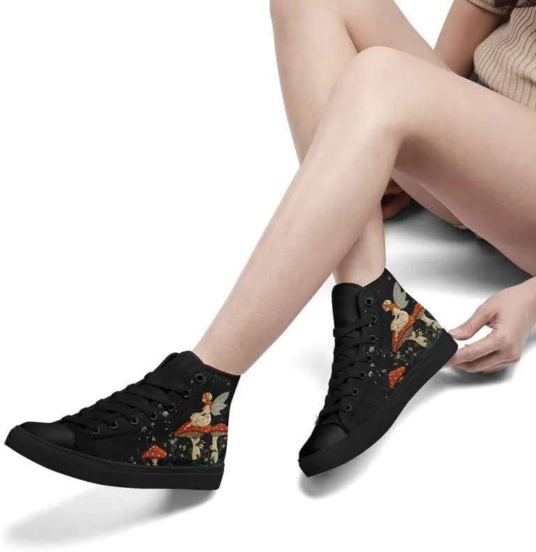 Womens Canvas Shoes High Top Sneakers Lace up Casual Trainers Plimsoles Flat Shoes