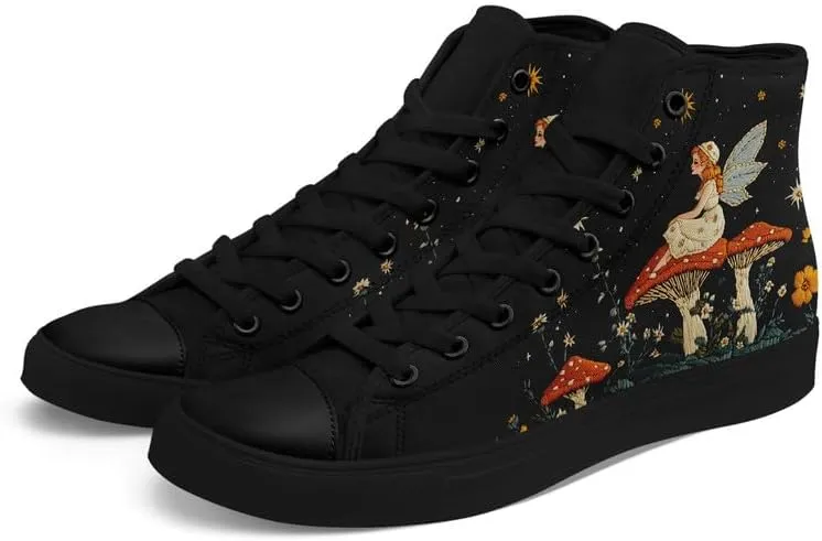 Womens Canvas Shoes High Top Sneakers Lace up Casual Trainers Plimsoles Flat Shoes