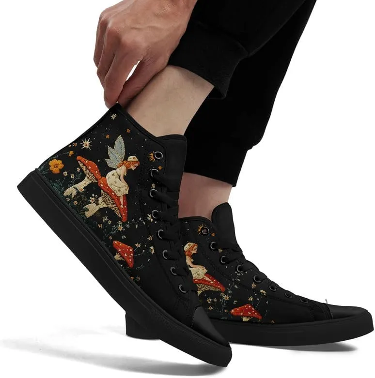 Womens Canvas Shoes High Top Sneakers Lace up Casual Trainers Plimsoles Flat Shoes