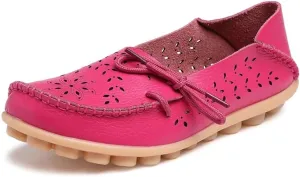 Women's Floral Leather Slipper Loafers Flat Shoes Slip-Ons