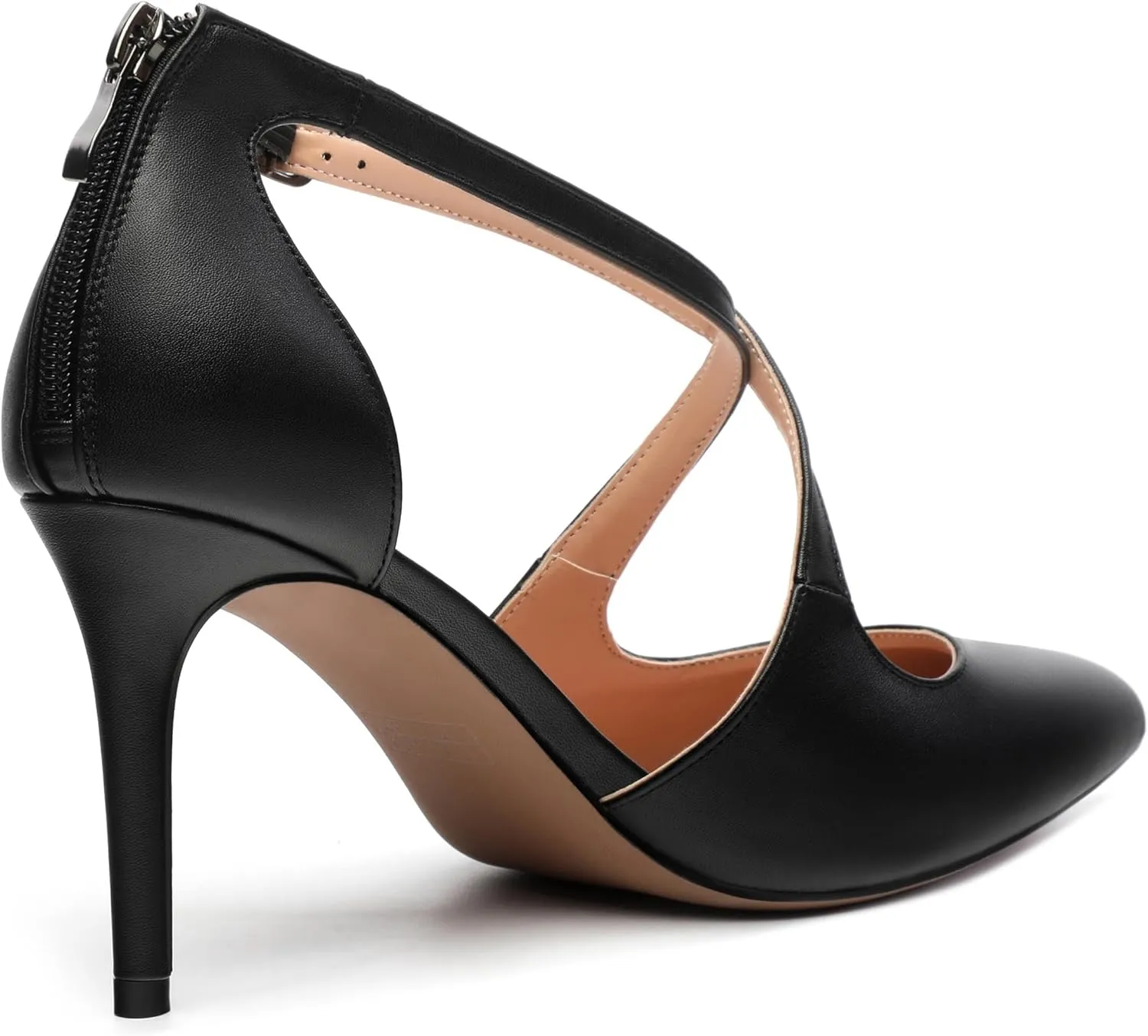Womens High Heels Pointed Toe Pumps Crossed Strap Stilettos Cut Out Sandal Pumps Party Dress Shoes with Back Zipper