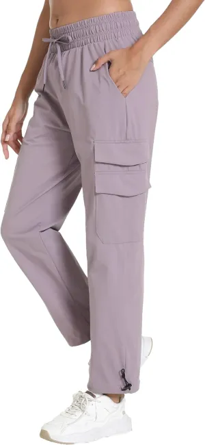 Women's Joggers with Pockets, Hiking Cargo Water Resistant Lightweight Pants for Women Workout Athletic Travel Camping
