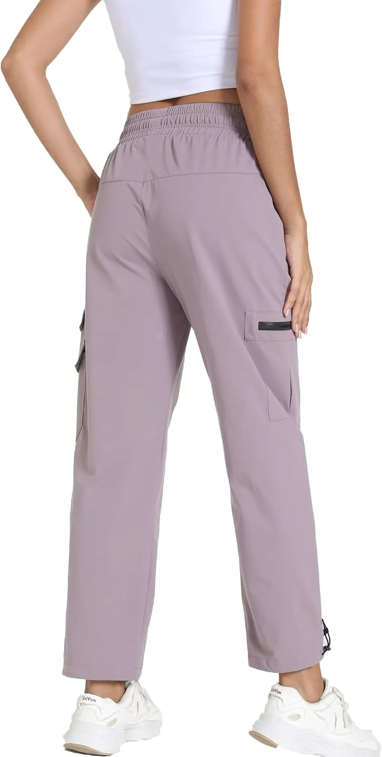 Women's Joggers with Pockets, Hiking Cargo Water Resistant Lightweight Pants for Women Workout Athletic Travel Camping