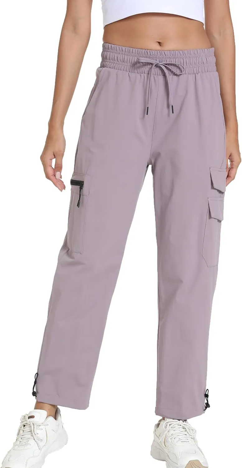 Women's Joggers with Pockets, Hiking Cargo Water Resistant Lightweight Pants for Women Workout Athletic Travel Camping
