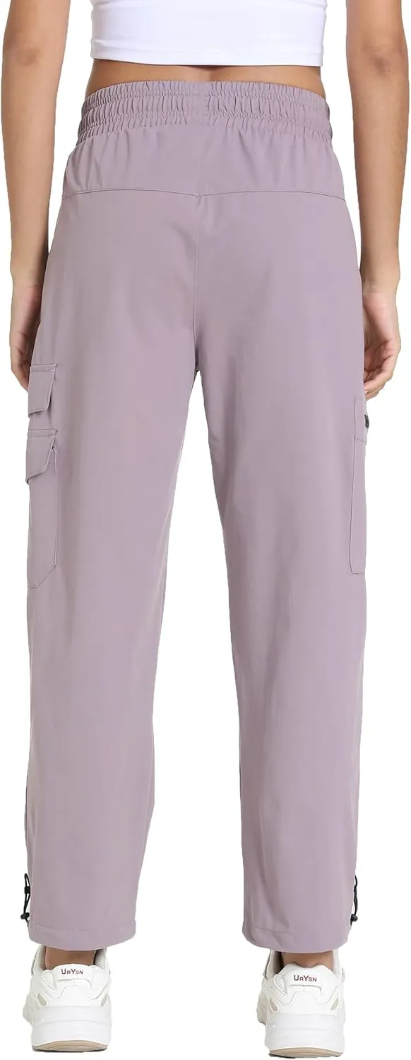 Women's Joggers with Pockets, Hiking Cargo Water Resistant Lightweight Pants for Women Workout Athletic Travel Camping