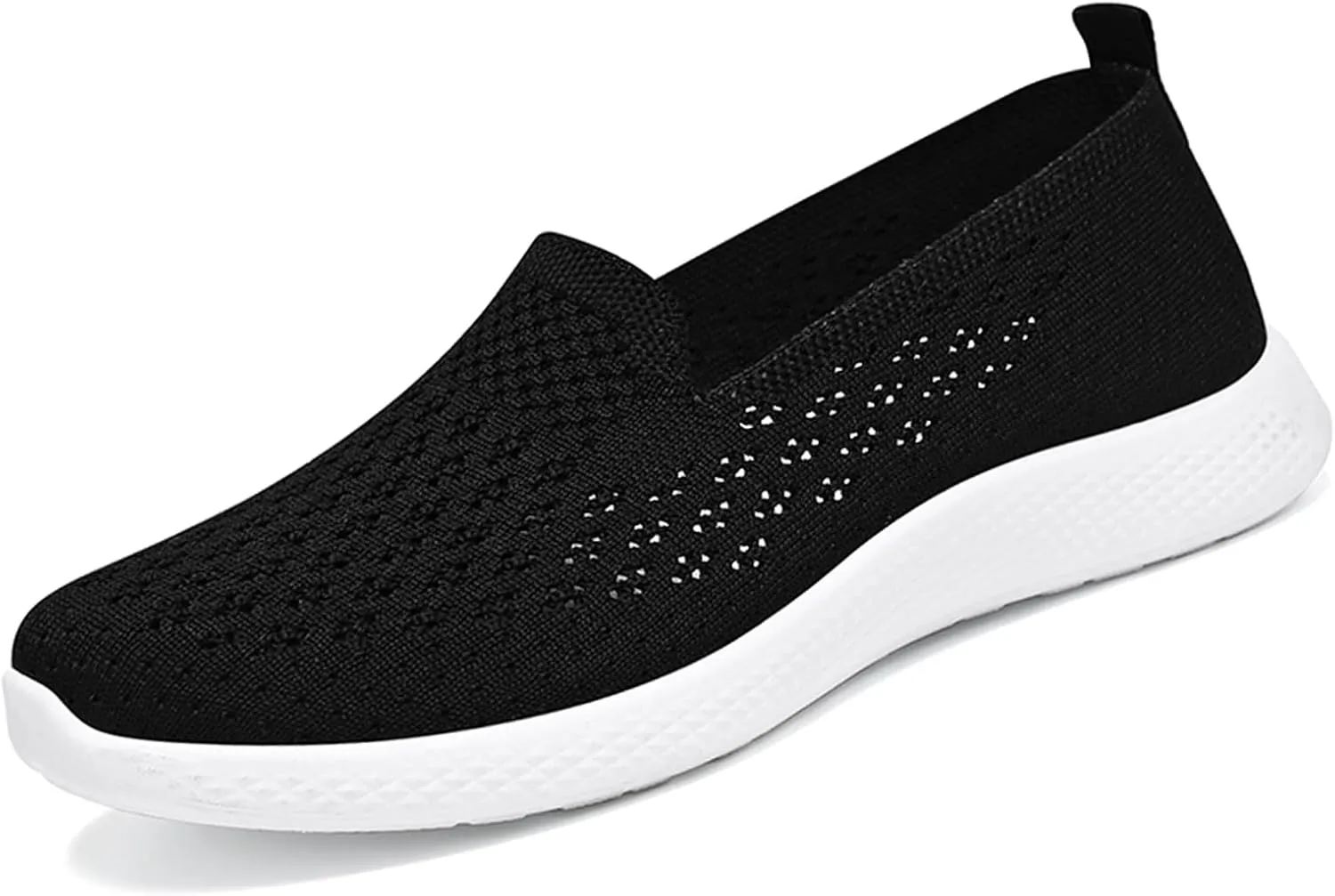 Women's Knitted Slip On Orthopedic Walking Shoes Breathable Mesh Round Toe Low Top Flat Shoes Soft Sole Non-Slip Sneakers Loafers Comfortable Lightweight