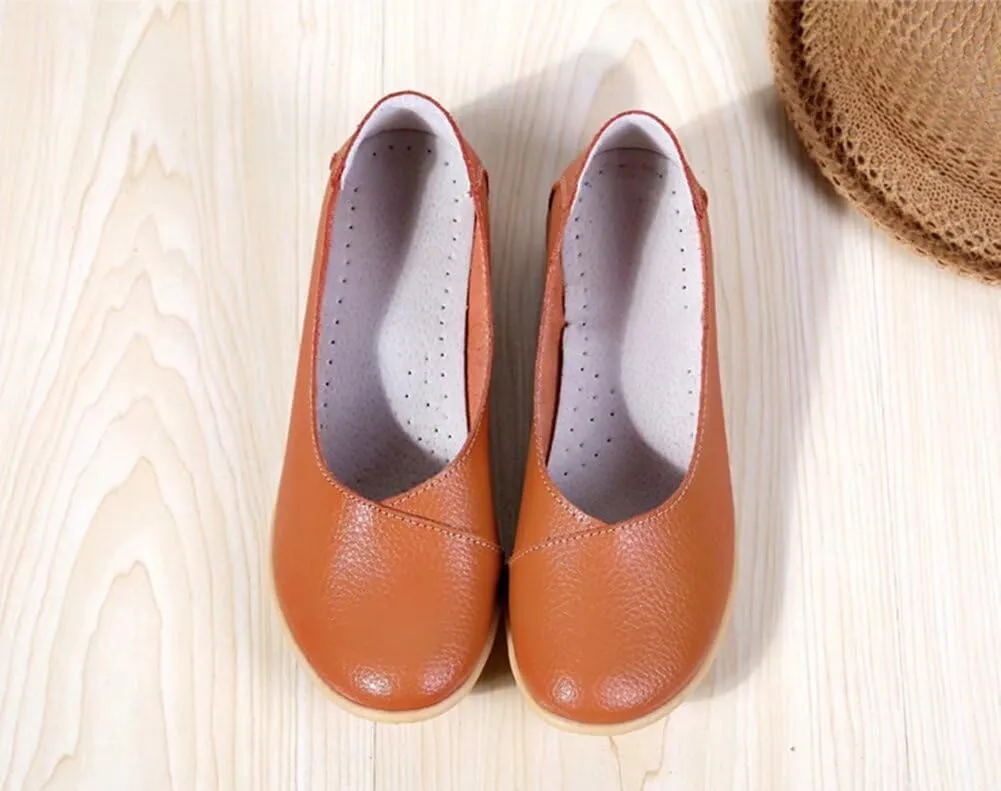 Women's Leather Shoes Loafers Slip-Ons Flats Casual Walking Driving