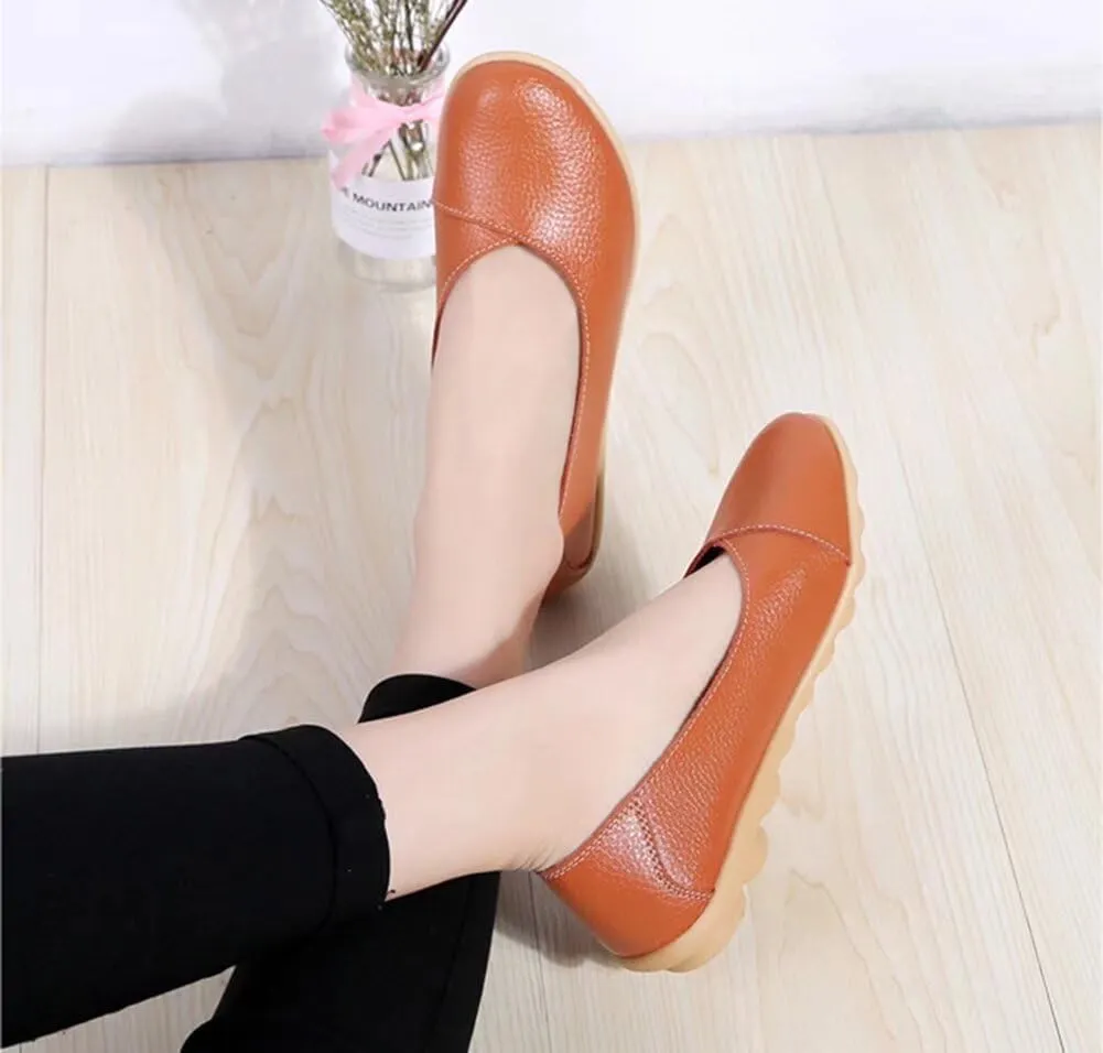 Women's Leather Shoes Loafers Slip-Ons Flats Casual Walking Driving