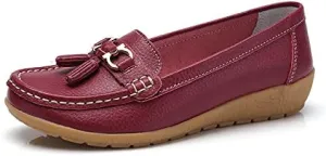 Women's Low Wedge Loafers, Lightweight Anti-Slip Slip On Shoes, Solid Color Soft-Sole Flats