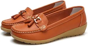 Women's Low Wedge Loafers, Lightweight Anti-Slip Slip On Shoes, Solid Color Soft-Sole Flats