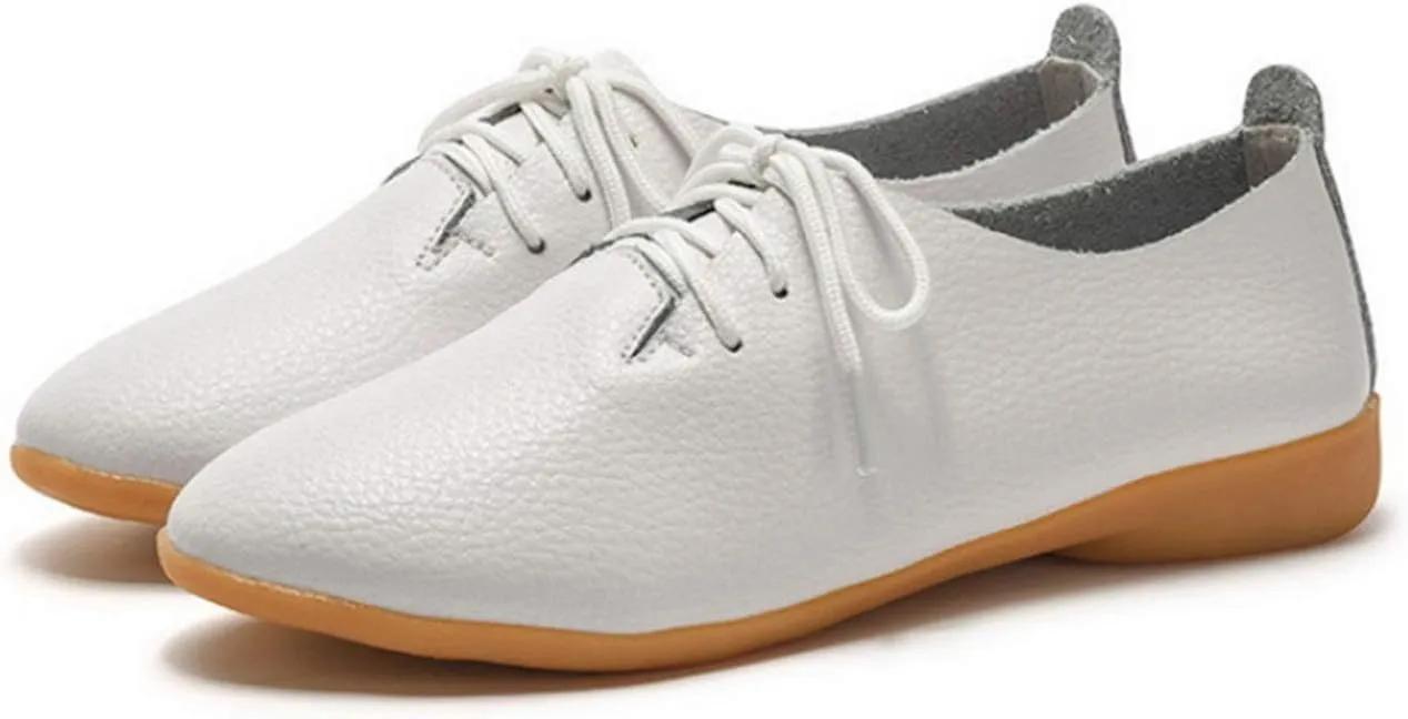 Women's Shoe Leather Classic Lace Up Dress Low Flat Heel Oxford