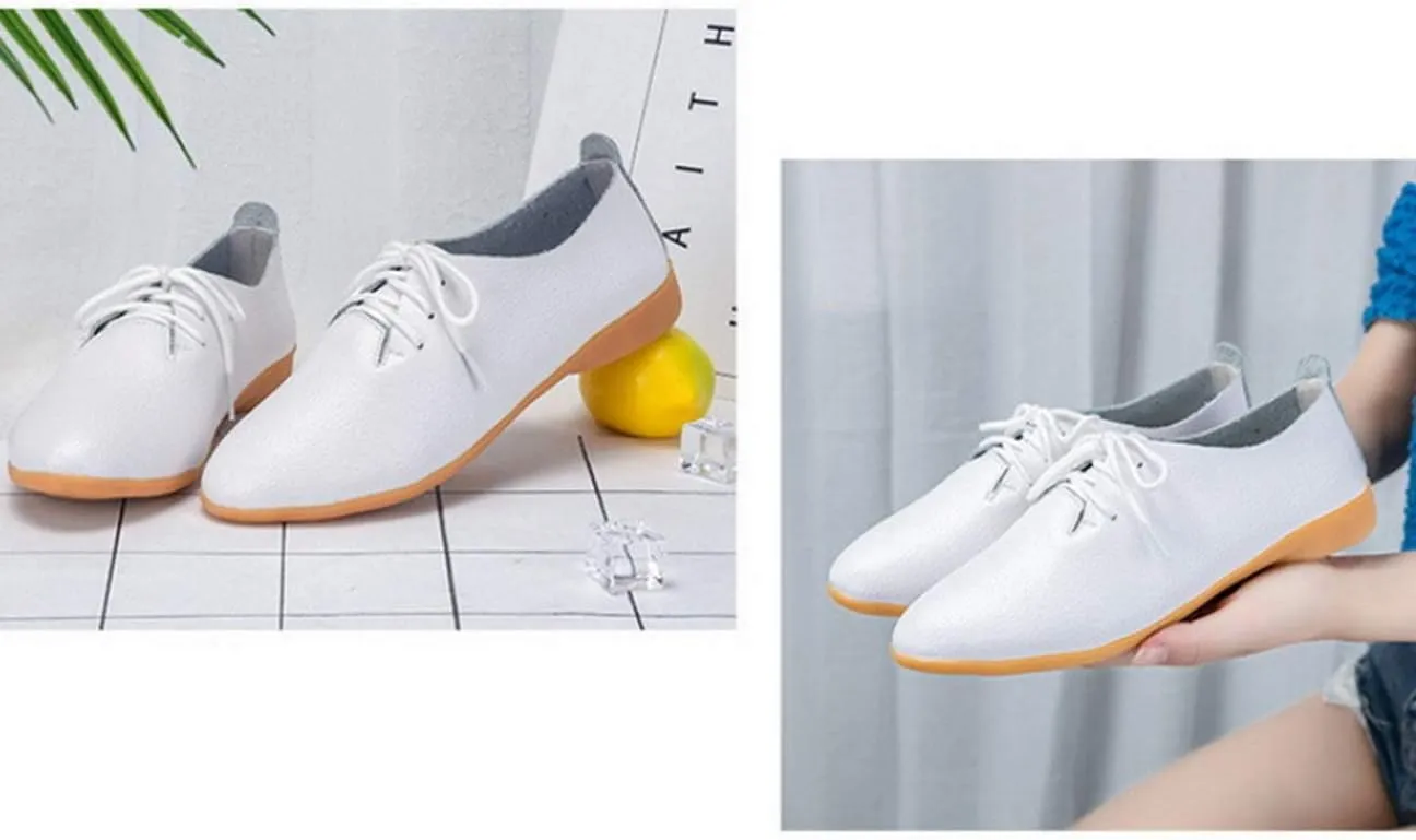 Women's Shoe Leather Classic Lace Up Dress Low Flat Heel Oxford