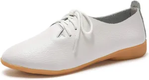 Women's Shoe Leather Classic Lace Up Dress Low Flat Heel Oxford