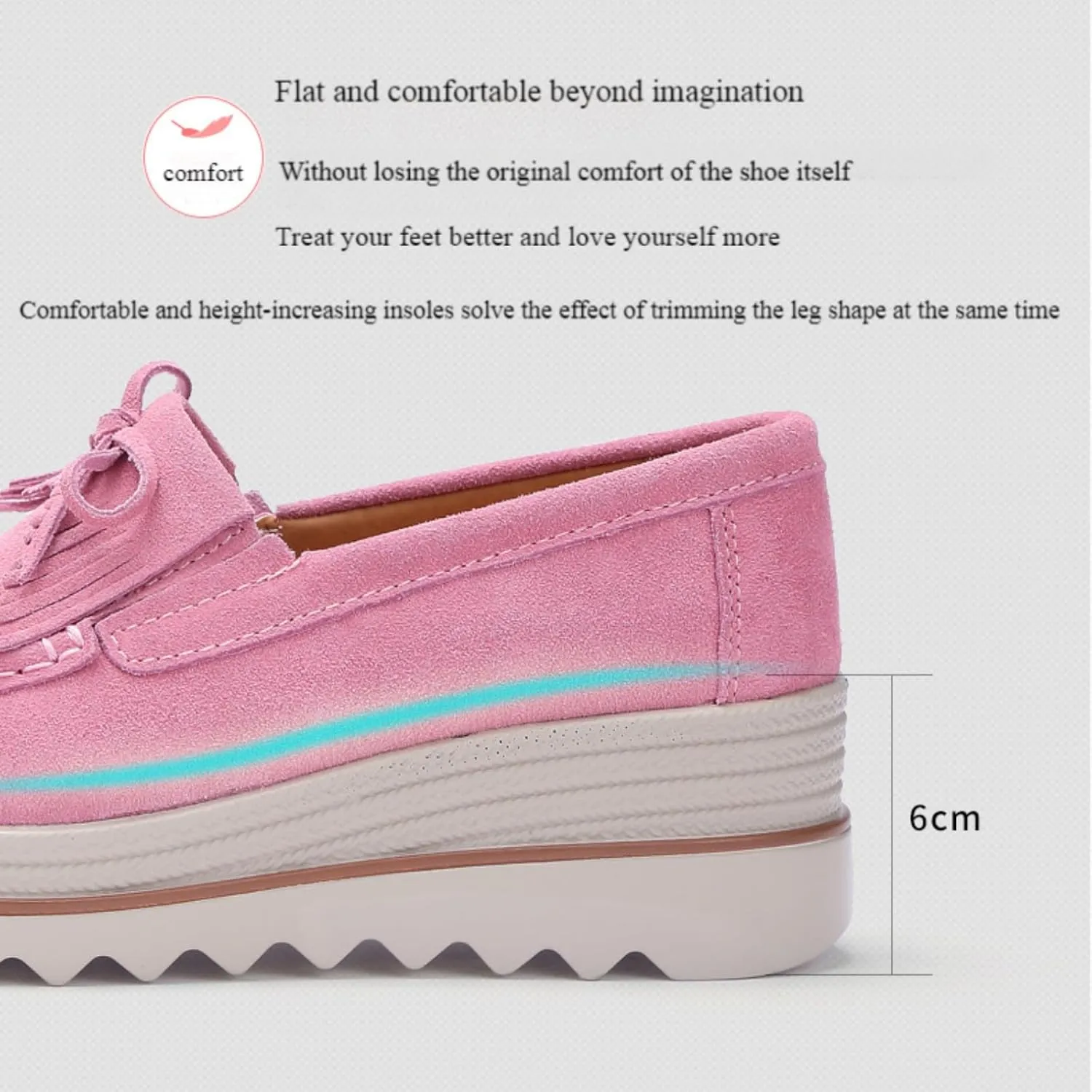Women's Suede Thick Sole Slip-On Loafers Comfortable Arch Support Casual Thick-Soled Casual Shoes Non-Slip Low-Top Suede Moccasin