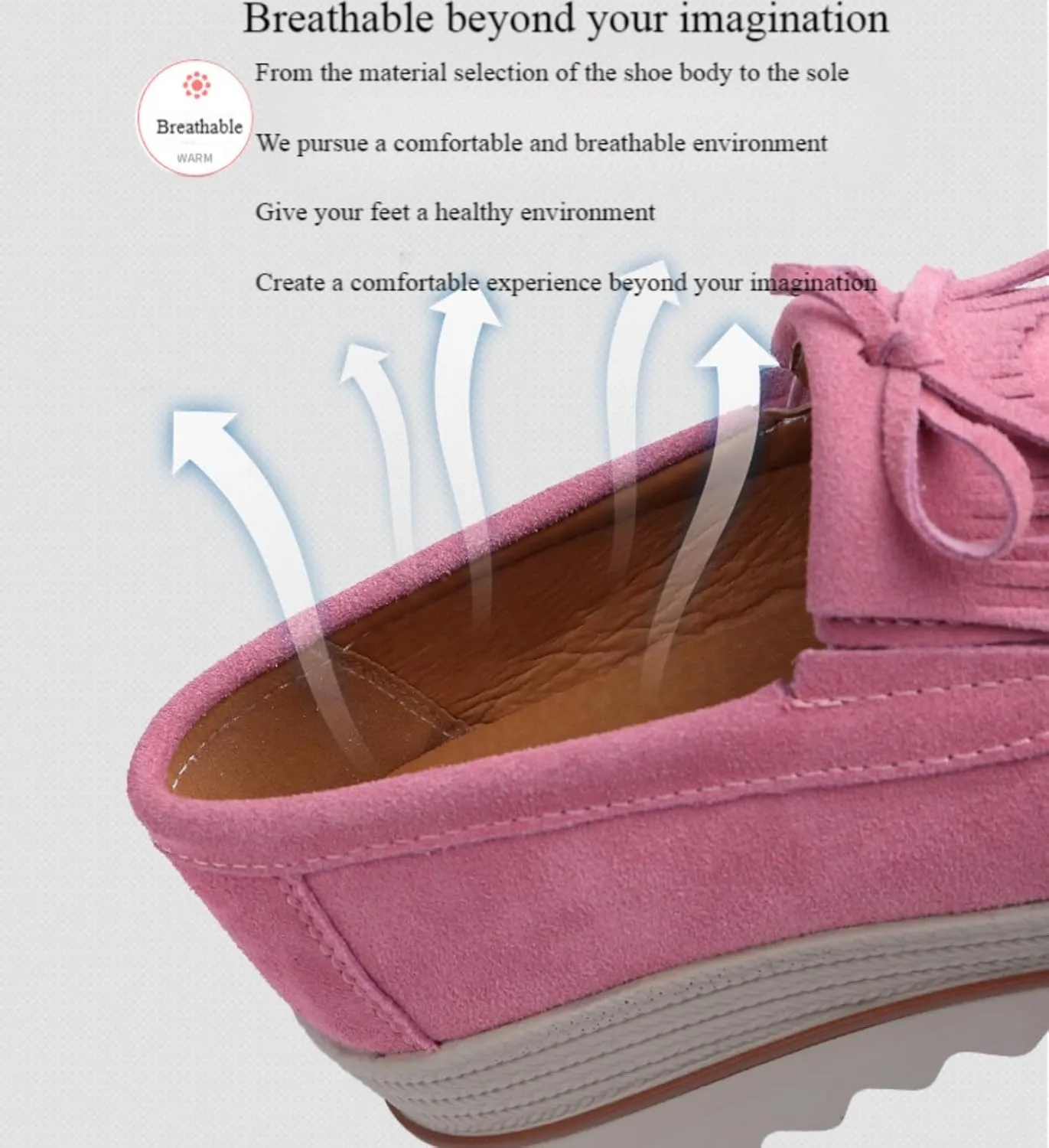 Women's Suede Thick Sole Slip-On Loafers Comfortable Arch Support Casual Thick-Soled Casual Shoes Non-Slip Low-Top Suede Moccasin