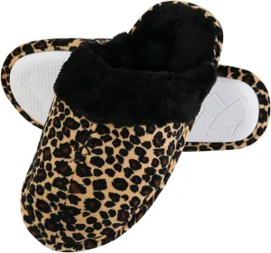 Women's Zebra Bow Tie Cozy Comfy House Bedroom Indoor Slide Memory Foam Slipper