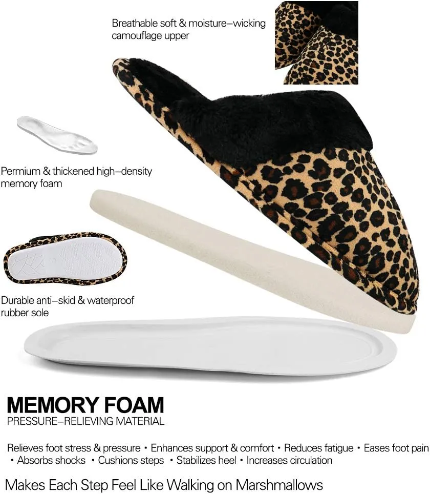 Women's Zebra Bow Tie Cozy Comfy House Bedroom Indoor Slide Memory Foam Slipper