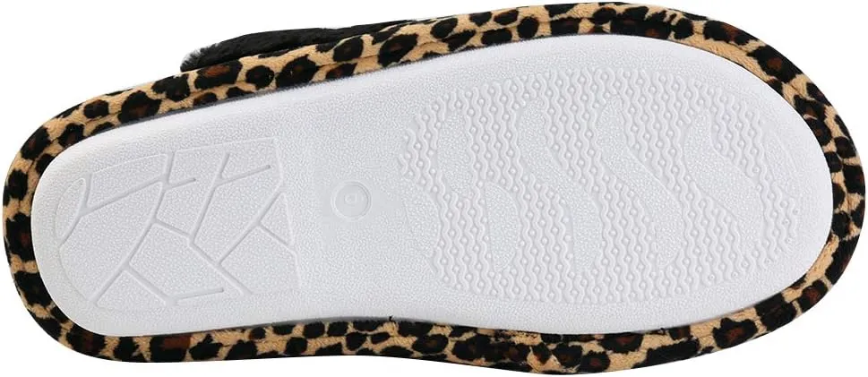 Women's Zebra Bow Tie Cozy Comfy House Bedroom Indoor Slide Memory Foam Slipper