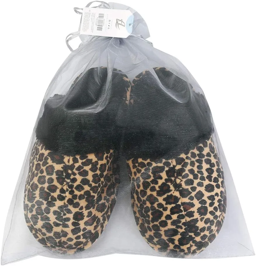 Women's Zebra Bow Tie Cozy Comfy House Bedroom Indoor Slide Memory Foam Slipper
