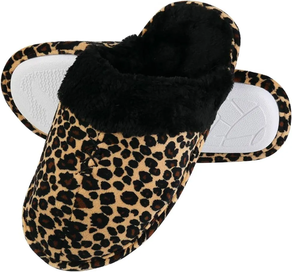 Women's Zebra Bow Tie Cozy Comfy House Bedroom Indoor Slide Memory Foam Slipper