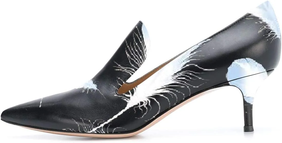 YDN Women's Mid Heels Slip on Loafer Stilettos Pumps Pointy Toe Slide Suede Prom Shoes Size 4-15