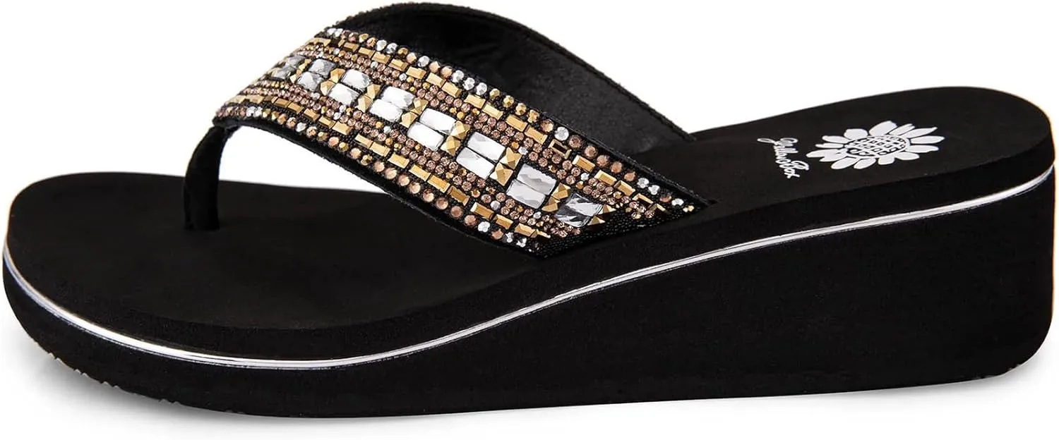 Yellow Box Women's Sunvale Wedge Sandal, Round Toe, Medium-High 2 Inch Heel, 0.75 Inch Platform Comfortable Flip-Flop