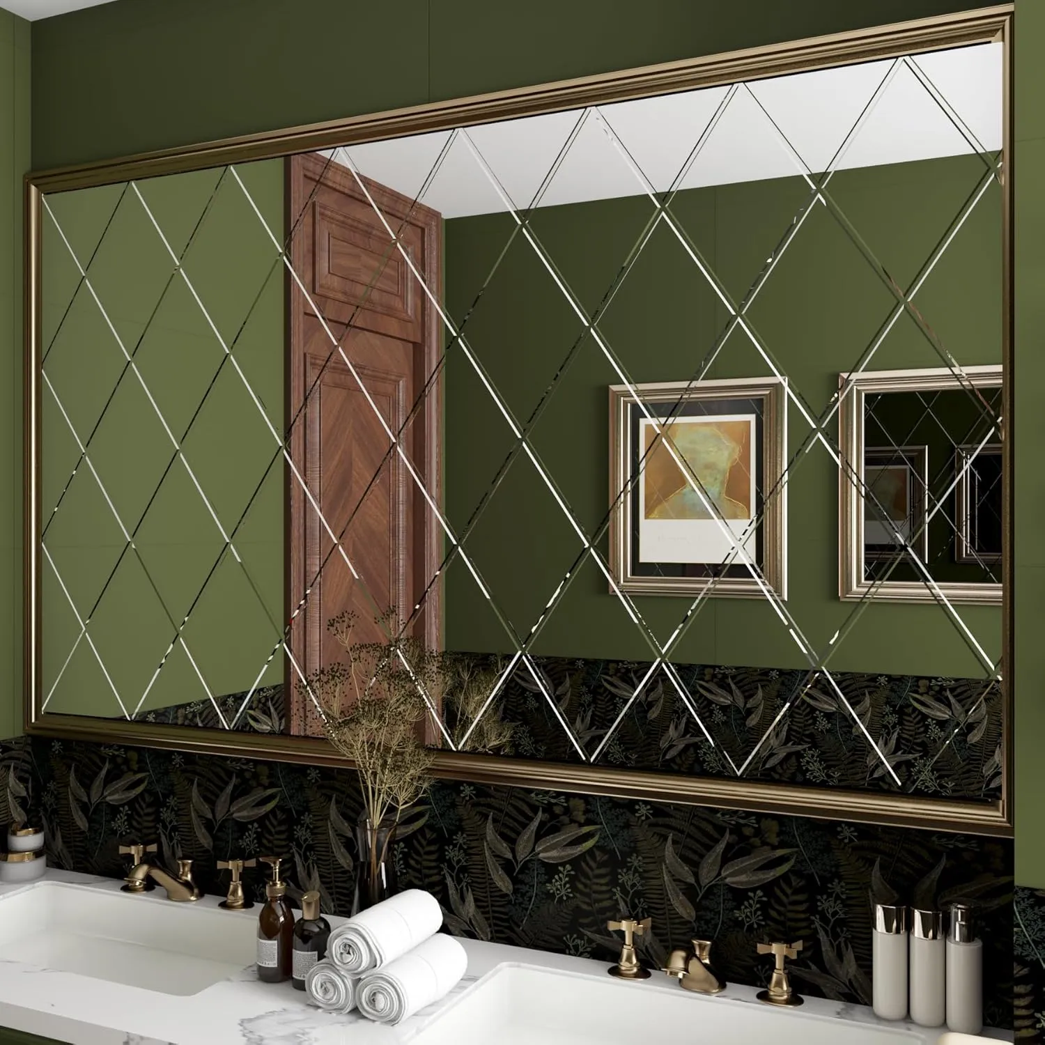 YENHOME 17.7"X590" Peel and Stick Mirror Paper Mirror Stickers for Walls Self Adhesive Mirror Wall Sticker Reflective Film Paper Non Glass Mirror Wallpaper Contact Paper for Cabinets Countertops Desk