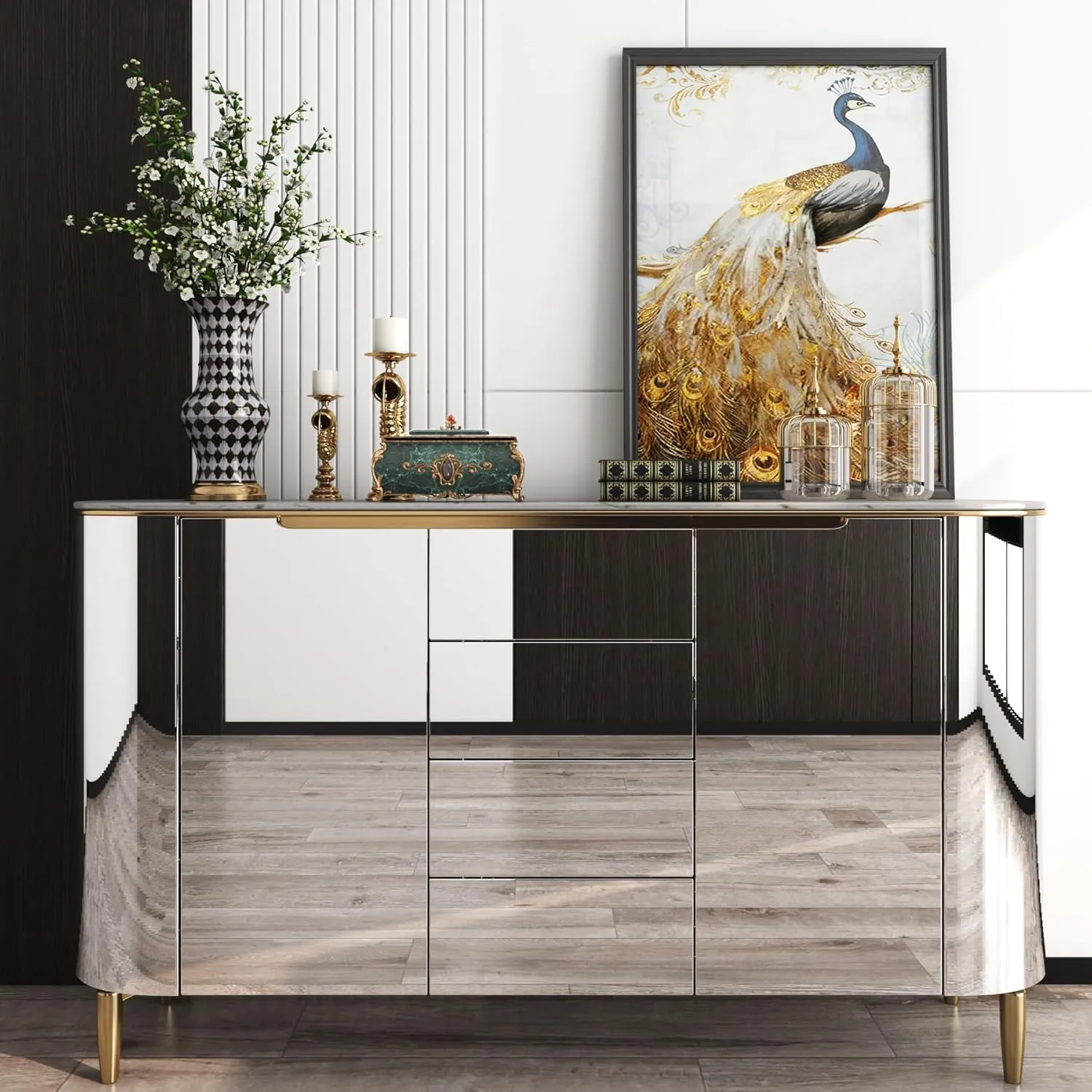 YENHOME 17.7"X590" Peel and Stick Mirror Paper Mirror Stickers for Walls Self Adhesive Mirror Wall Sticker Reflective Film Paper Non Glass Mirror Wallpaper Contact Paper for Cabinets Countertops Desk