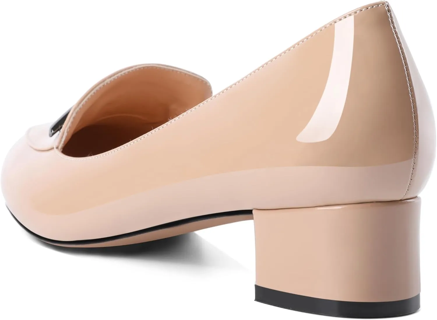 YODEKS Women's Block Heels Low Heel Loafer Pumps Round Toe Chunky Heel 1.5 Inch Slip On Closed Toe Comfort Shoes