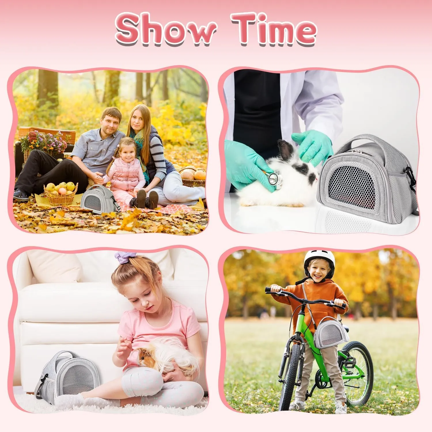 YUDODO Hamster Carrier Guinea Pig Carrier Bag Small Animal Sugar Glider Pouch Gerbil Hedgehog Portable Travel Carrier Outdoor Hangbag Flying Squirrel Rat Carrier Grey