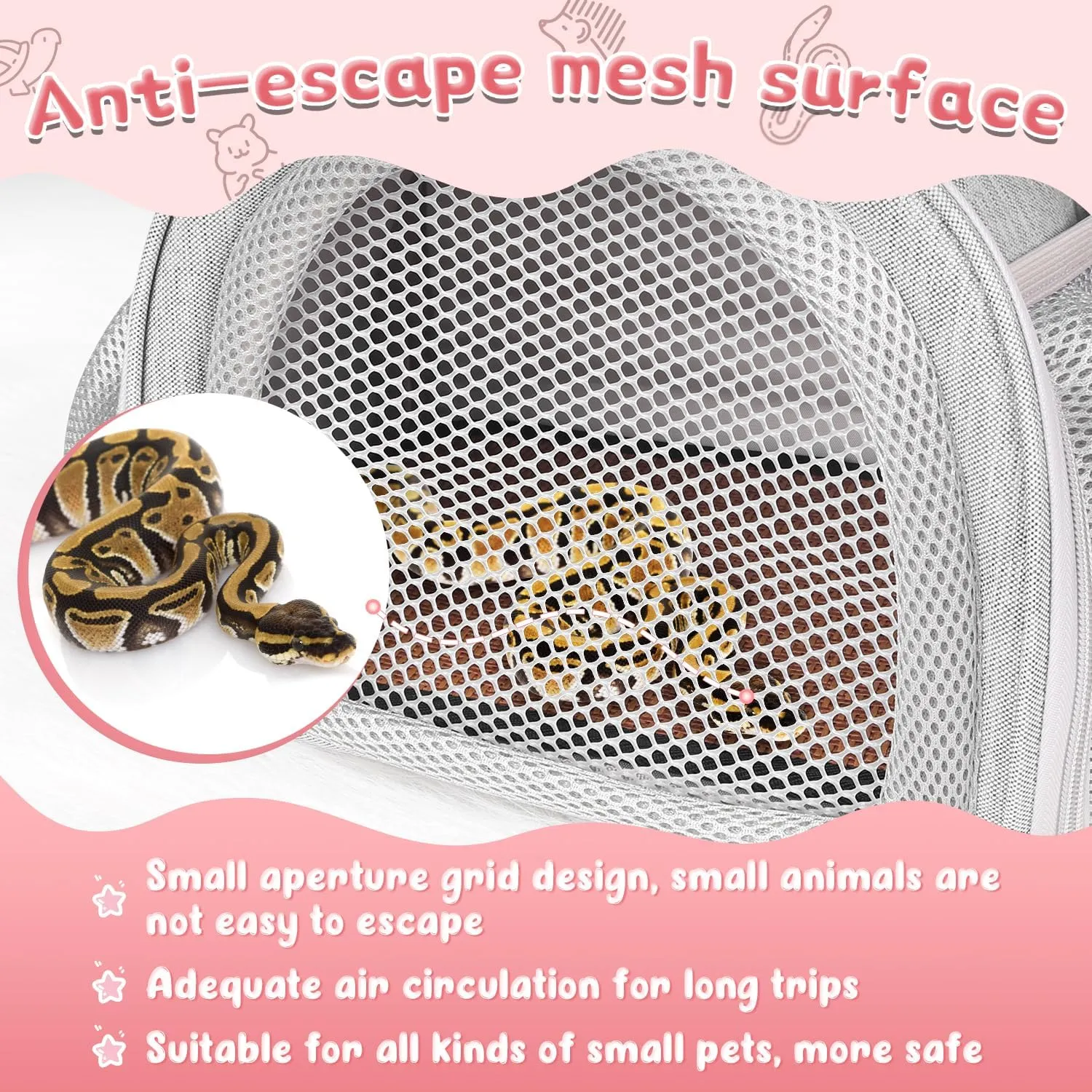 YUDODO Hamster Carrier Guinea Pig Carrier Bag Small Animal Sugar Glider Pouch Gerbil Hedgehog Portable Travel Carrier Outdoor Hangbag Flying Squirrel Rat Carrier Grey