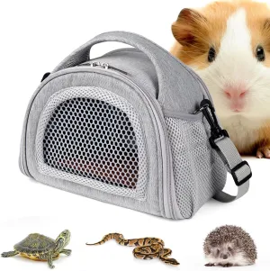 YUDODO Hamster Carrier Guinea Pig Carrier Bag Small Animal Sugar Glider Pouch Gerbil Hedgehog Portable Travel Carrier Outdoor Hangbag Flying Squirrel Rat Carrier Grey