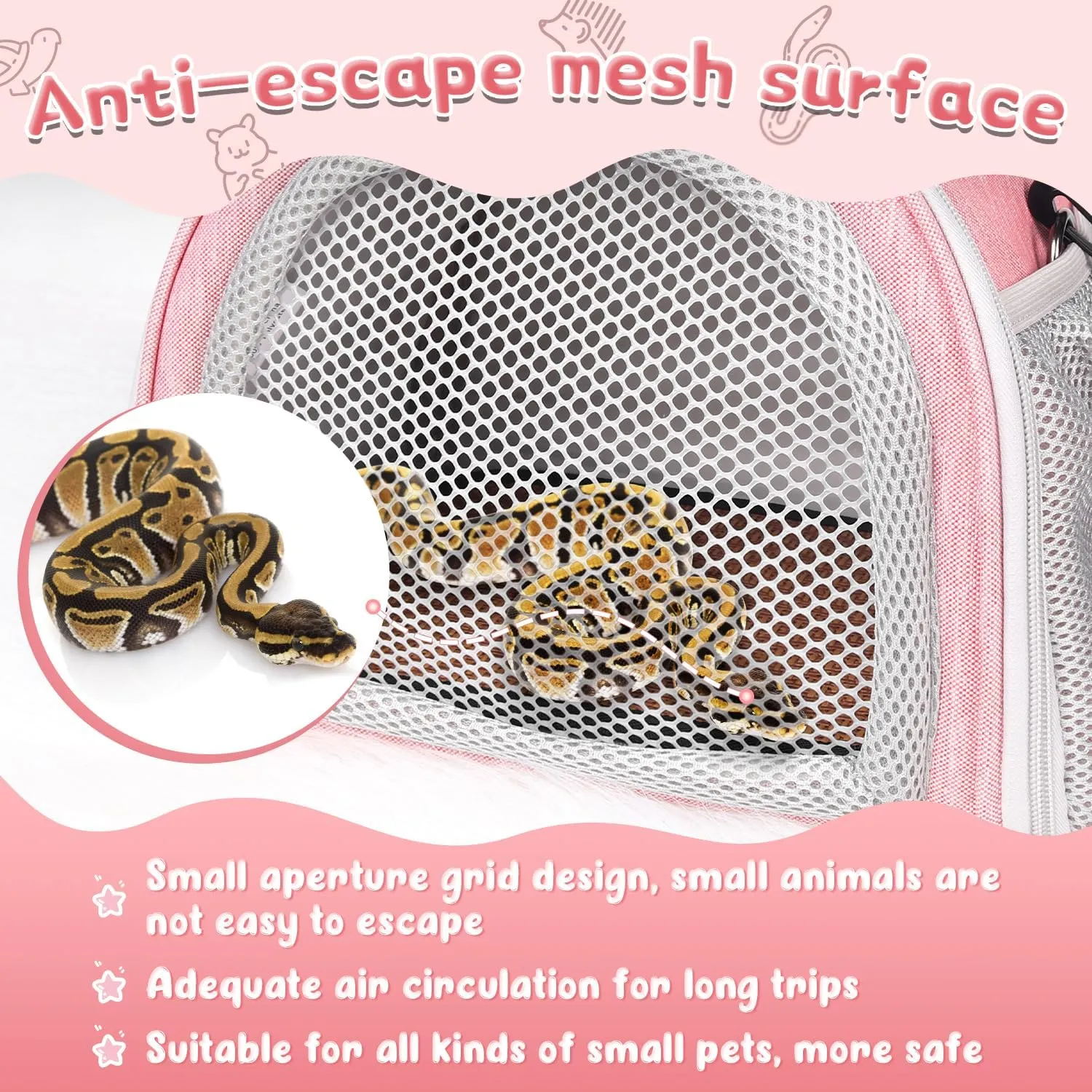 YUDODO Hamster Carrier Guinea Pig Carrier Bag Small Animal Sugar Glider Pouch Gerbil Hedgehog Portable Travel Carrier Outdoor Hangbag Flying Squirrel Rat Carrier (X-Large, Pink)
