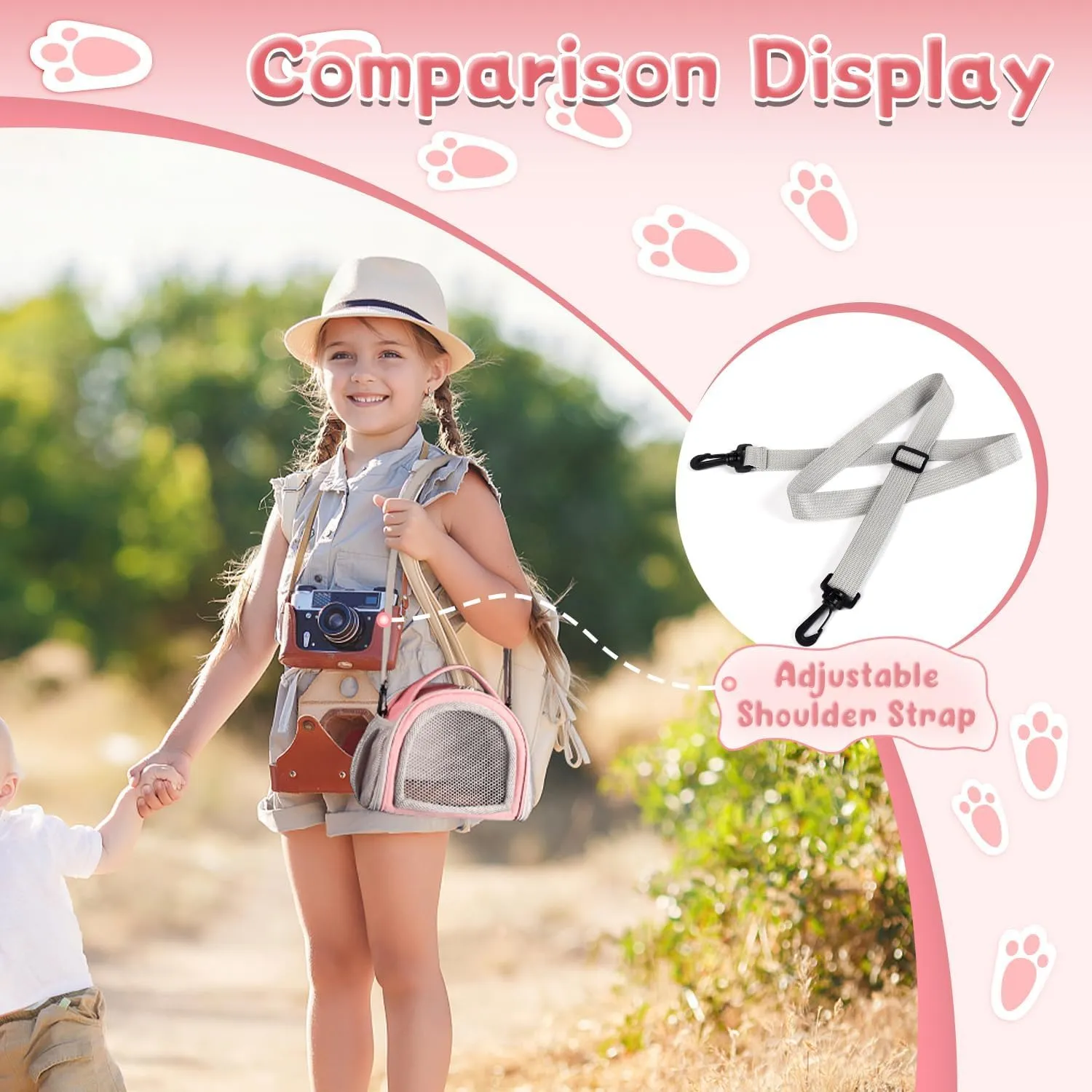 YUDODO Hamster Carrier Guinea Pig Carrier Bag Small Animal Sugar Glider Pouch Gerbil Hedgehog Portable Travel Carrier Outdoor Hangbag Flying Squirrel Rat Carrier (X-Large, Pink)