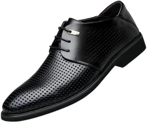 YZABEL Men's Classic Pointed Toe Lace Up Oxford Shoes, Summer Breathable Stylish Casual Shoes, Soft-Soled Non-Slip for Formal Business Wedding