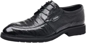 YZABEL Men's Patent Leather Business Casual Shoes, Pointed Toe Lace-Up Oxfords Dress Shoes, Soft-Soled Non-Slip for Wedding Thanksgiving Christmas New Year Party Daily Activity