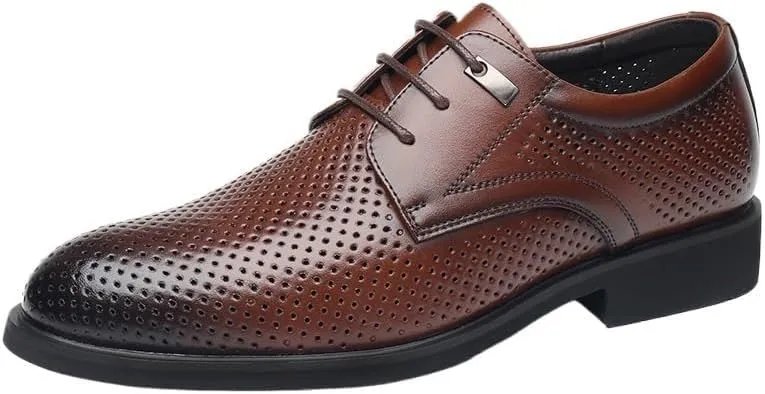 YZABEL Men's Patent Leather Lace-Up Business Casual Shoes, Pointed Toe Breathable Stylish Oxfords Shoes, Lightweight Comfortable for Daily Commuting Activity