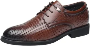 YZABEL Men's Patent Leather Lace-Up Business Casual Shoes, Pointed Toe Breathable Stylish Oxfords Shoes, Lightweight Comfortable for Daily Commuting Activity