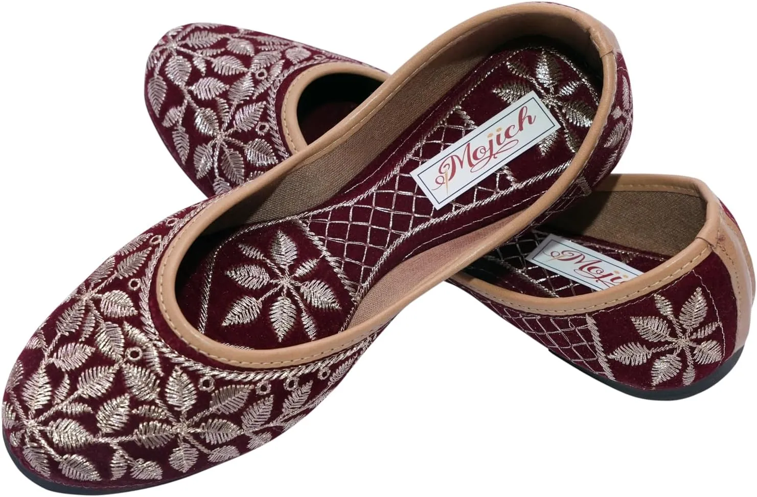Zari Work Rajasthani Juttis for Women – Unique Stylish Designer Flat Mojaris | Ethnic Handcrafted Slip-On Leather Shoes for Party, Casual & Daily Wear