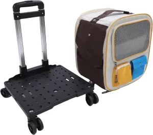 Zerodis Rolling Pet Carrier Pet Carrier Backpack with Wheels Portable Oxford Cloth Rolling Breathable Cat Dog Bag for Travel Cat Daily Goods (Blue)